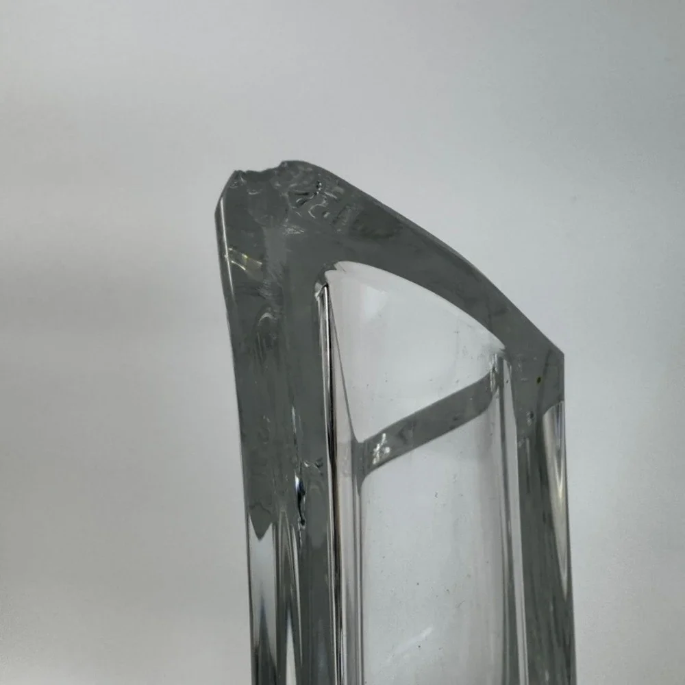 Vintage Crystal Art Glass Abstract Sculpture Vase High Quality Heavy Piece